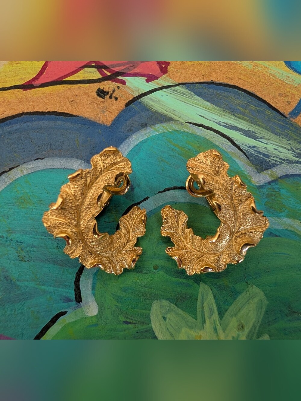 Trifari Gold-Tone Leaf Clip-On Earrings